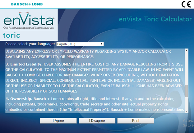 enVista® Toric Calculator